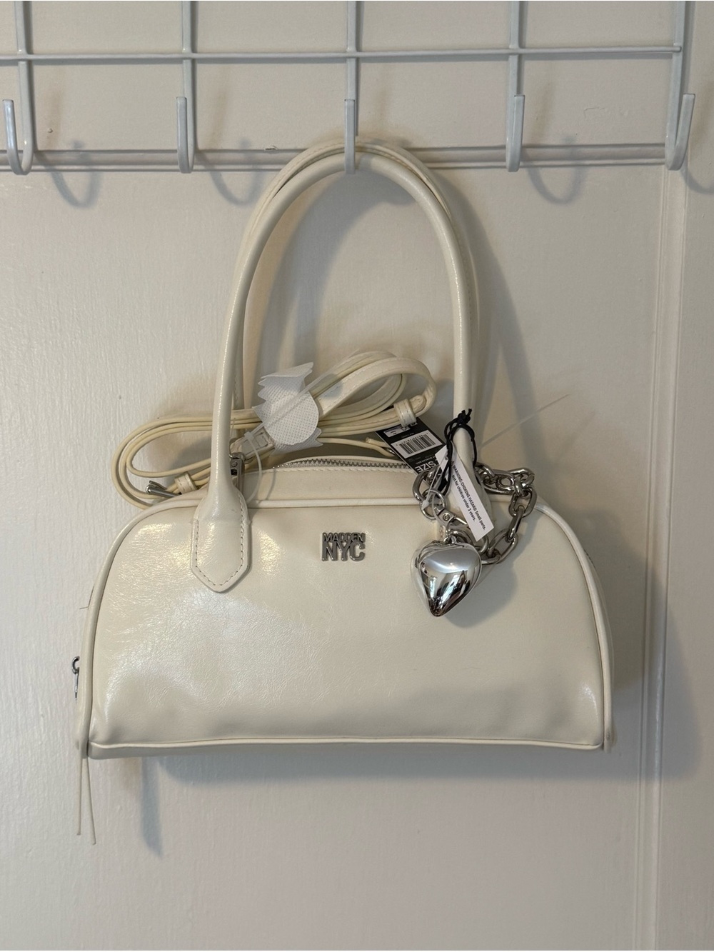 NYC Cream Dome Satchel with Heart Charm